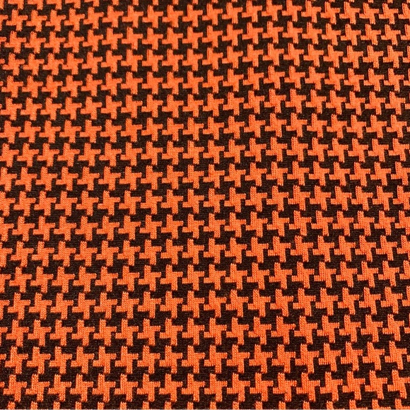“Stop Staring” pumpkin orange and black houndstooth retro  look fitted dress- S - Picture 13 of 15